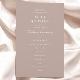 Beige Classic Minimalistisch Wedding Program
