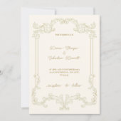 Beige Classic Vintag Frame Wedding Einladung (Vorderseite)