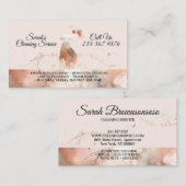 Beige Classy Maid Cleaning Services Watercolor Visitenkarte (Vorne/Hinten)