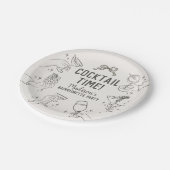 Beige Cocktail Party Bachelorette Umschlag Gefalle Pappteller (Schrägansicht)