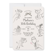 Beige Cocktail Party Retro Geburtstagsparty Einlad