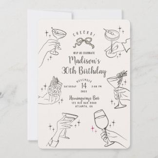 Beige Cocktail Party Retro Geburtstagsparty Einlad