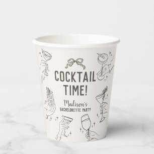 Beige Cocktail Party Retro Junggeselinnen-Abschied Pappbecher
