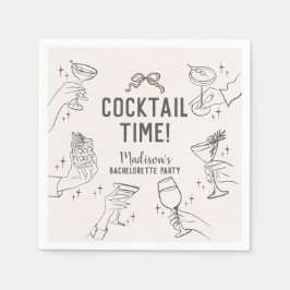 Beige Cocktail Party Retro Junggeselinnen-Abschied Serviette