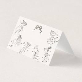 Beige Cocktail Party Retro Tafel Platzkarten