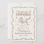 Beige Cocktails und Cowgirls Nash Bash Bachelorett Einladung (Vorderseite)