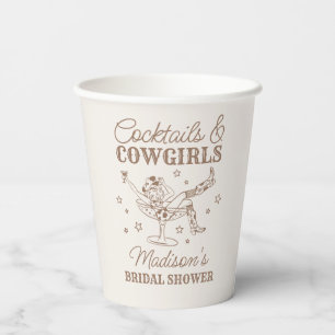 Beige Cocktails und Cowgirls Rodeo Brautparty Pappbecher
