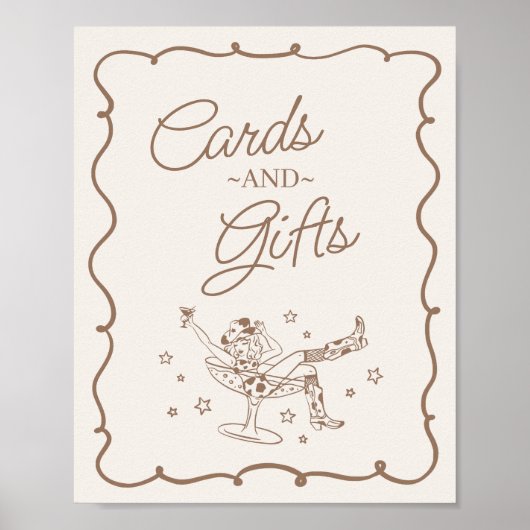 Beige Cocktails und Cowgirls Rodeo Cards & Geschen Poster (Vorne)