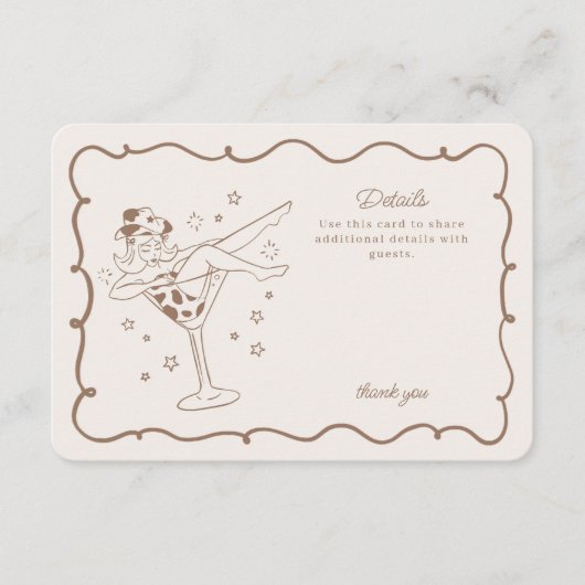 Beige Cocktails und Cowgirls Rodeo Details Beilage Begleitkarte (Vorderseite)