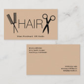 Beige Comb Scissors Business Card Visitenkarte (Vorne/Hinten)