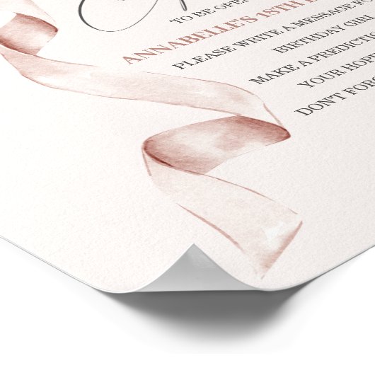 Beige Coquette Bow Birthday Time Kapsel Zeichen Poster (Ecke)