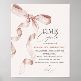 Beige Coquette Bow Birthday Time Kapsel Zeichen Poster