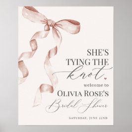 Beige Coquette Bow Brautparty Begrüßungszeichen Poster