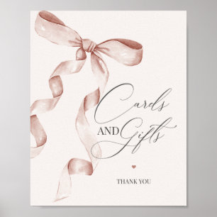 Beige Coquette Bow Cards und Geschenke Party Dekor Poster