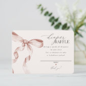 Beige Coquette Bow Diaper Raffel Einladung einfüge (Stehend Vorderseite)