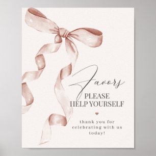 Beige Coquette Bow Favors Party Dekoration Signier