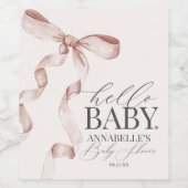 Beige Coquette Bow Girl Baby Duwer Favoriten Weinetikett (Einzelnes Label)