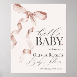 Beige Coquette Bow Girl Babydusche Begrüßungszeich Poster
