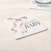 Beige Coquette Bow Girl Babydusche Dekoration Rechteckiger Pappuntersetzer (angewinkelt)