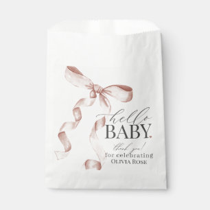 Beige Coquette Bow Girl Babydusche Dessert Geschenktütchen
