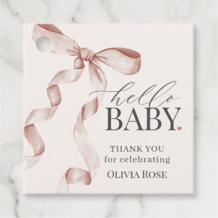 Beige Coquette Bow Girl Babydusche Geschenkanhänger