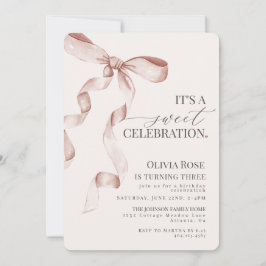 Beige Coquette Bow Girl Geburtstagsparty Einladung