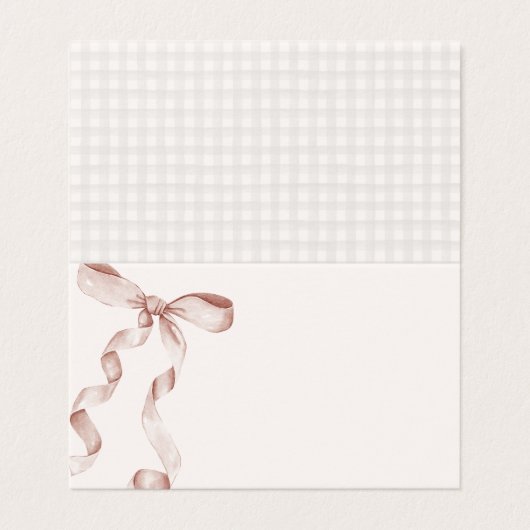Beige Coquette Bow Platzkarte Decke (Außenseite Aufgefaltet)