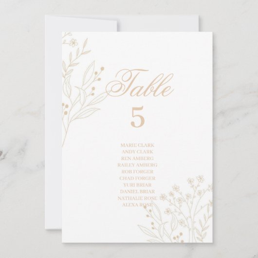 Beige Corner Floral Boho Hochzeitssitzkarten Einladung (Vorderseite)