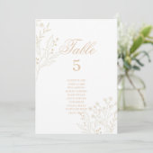 Beige Corner Floral Boho Hochzeitssitzkarten Einladung (Stehend Vorderseite)