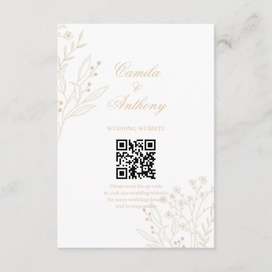Beige Corner Floral Boho Wedding Begleitkarte (Vorderseite)
