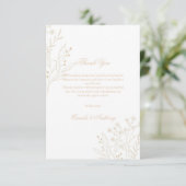 Beige Corner Floral Boho Wedding Dankeskarte (Stehend Vorderseite)
