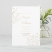 Beige Corner Floral Boho Wedding Einladung (Stehend Vorderseite)