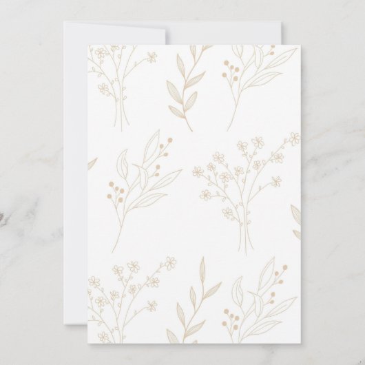 Beige Corner Floral Boho Wedding Einladung (Rückseite)
