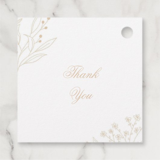 Beige Corner Floral Boho Wedding Geschenkanhänger (Rückseite)