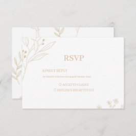 Beige Corner Floral Boho Wedding RSVP Karte