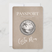 Beige Costa Rica Passport Hochzeitseinladung Einladung (Rückseite)