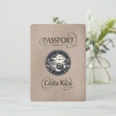 Beige Costa Rica Passport Save The Date (Stehend Vorderseite)