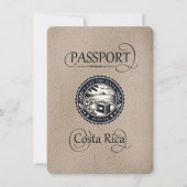 Beige Costa Rica Passport Save The Date (Vorderseite)