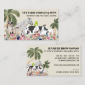 Beige Cow Sheep Dog Cat Bird Rabbit Duck Palm Visitenkarte (Vorne/Hinten)