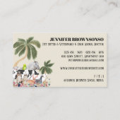 Beige Cow Sheep Dog Cat Bird Rabbit Duck Palm Visitenkarte (Rückseite)