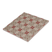 Beige Cranberry Red Square Muster Geometrie Fliese (Seite)