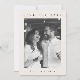 Beige Cream Boho Foto Save the Date Einladung