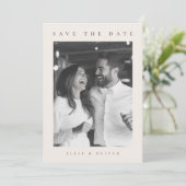 Beige Cream Boho Foto Save the Date Einladung (Stehend Vorderseite)