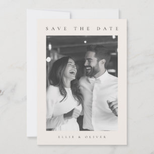 Beige Cream Boho Foto Save the Date Einladung