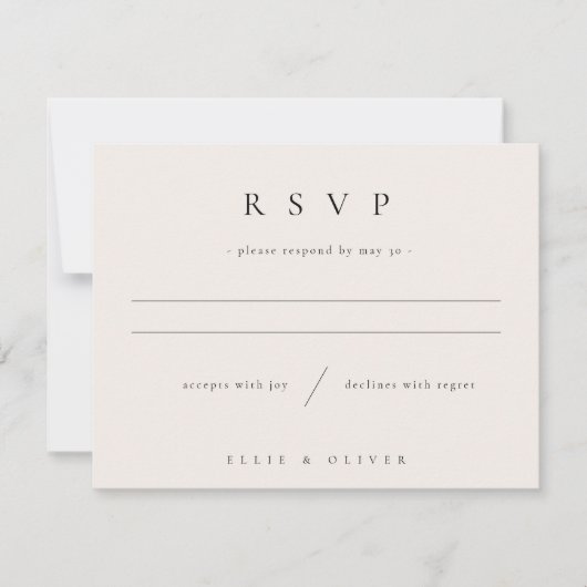 Beige Cream Boho Wedding Reply Moderne RSVP Karte (Vorderseite)