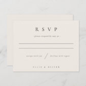 Beige Cream Boho Wedding Reply Moderne RSVP Karte (Vorne/Hinten)