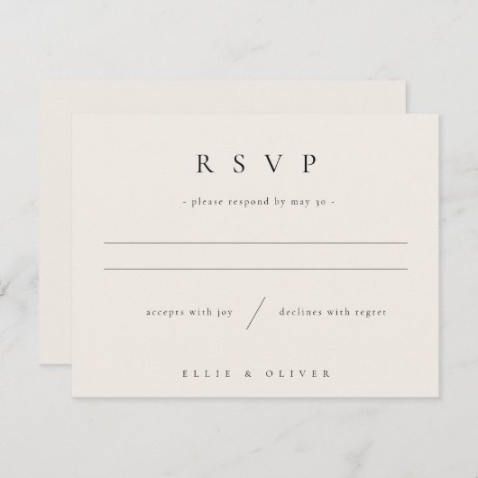 Beige Cream Boho Wedding Reply Moderne RSVP Karte (Vorne/Hinten)