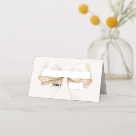 Beige Cream Bow Ivory Place Cards Elegant Folded Platzkarte