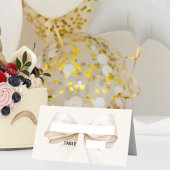 Beige Cream Bow Ivory Place Cards | Elegant Folded Platzkarte