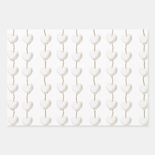 Beige Cream Brown White Hearts Boho Birthday Geschenkpapier Set (Vorderseite 2)